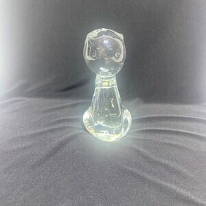 Clear Glass Cat Figurine Sculpture, Modernist Style Home Decor Paperweight
